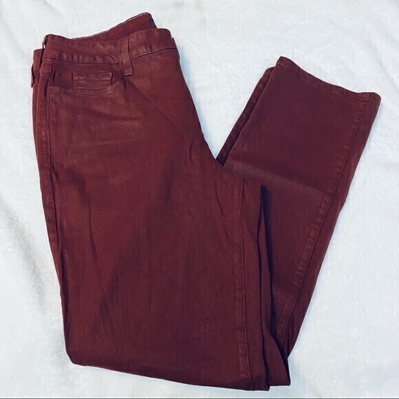 New NYDJ Women’s Jeans, Metallic, Size 16 Red‎ Burgundy* - Picture 1 of 9